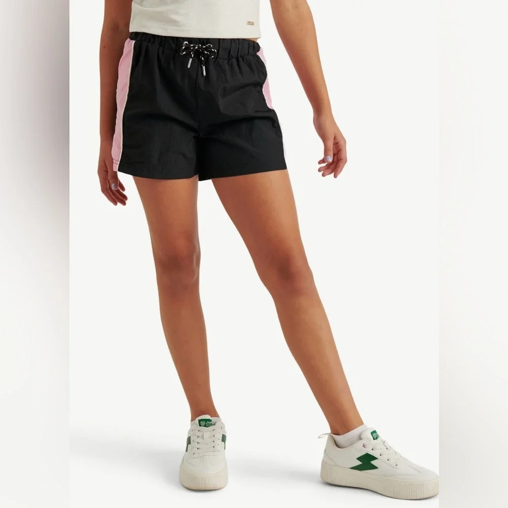 Justice x NASCAR Girls Windbreaker Shorts Black Pink Size S 7/8 NWT